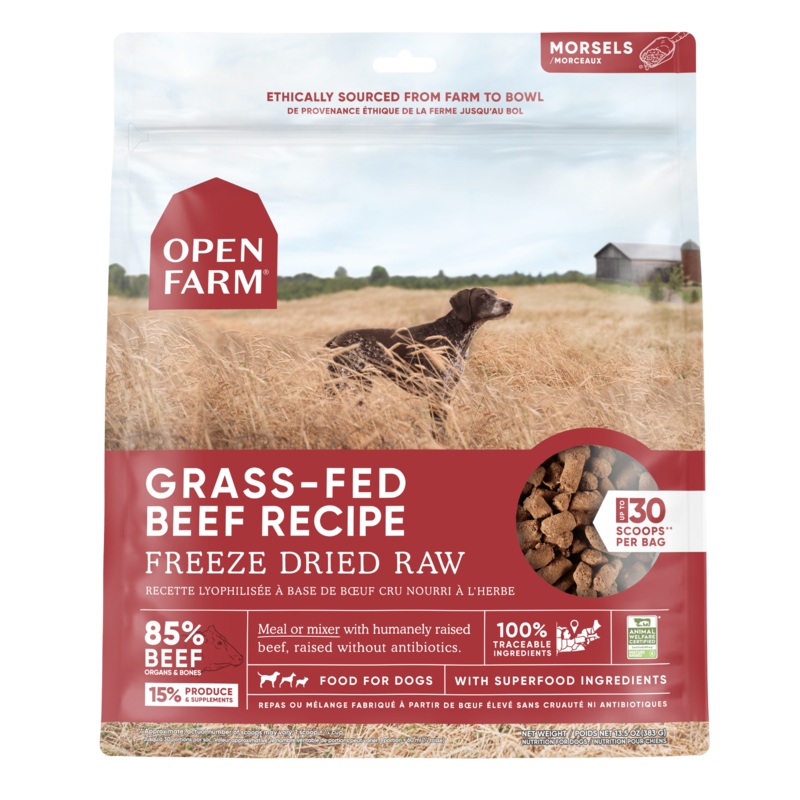 Open Farm Grain Free Grass Fed Beef Recipe Freeze Dried Raw Dog Food