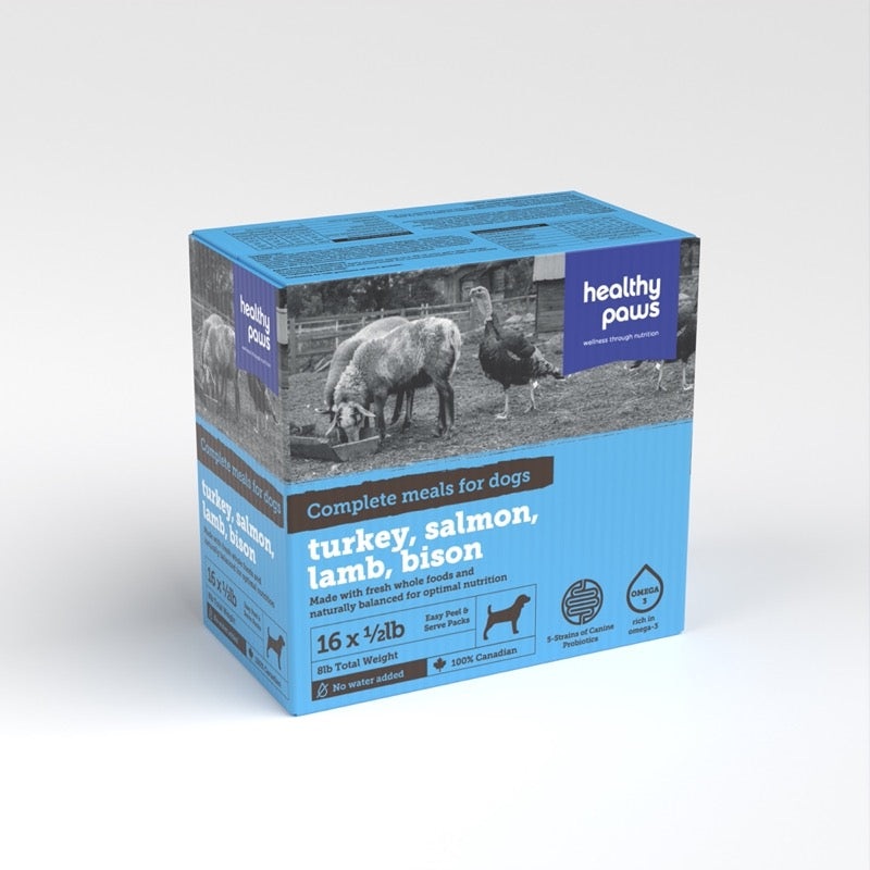 Healthy Paws - Turk, Lamb, Salmon, Bison (16x1/2lb)