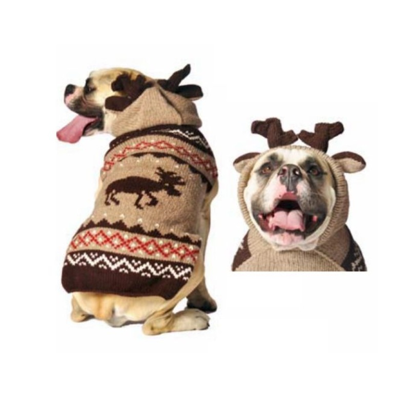 Chilly Dog - Hand Knit Wool Dog Sweater Moosey Hoodie