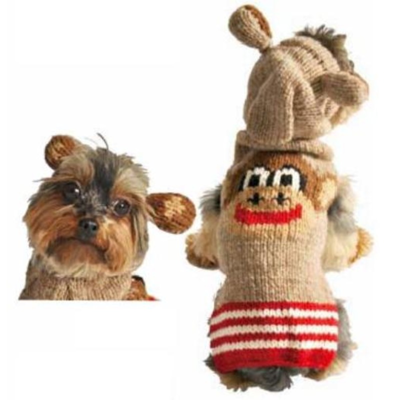 Chilly Dog - Hand Knit Wool Monkey Hoodie Dog Sweater