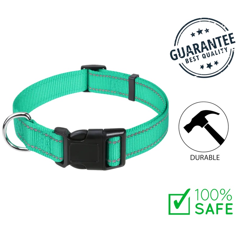 Ashario Pets - Reflective Adjustable Nylon Dog Collar - Medium