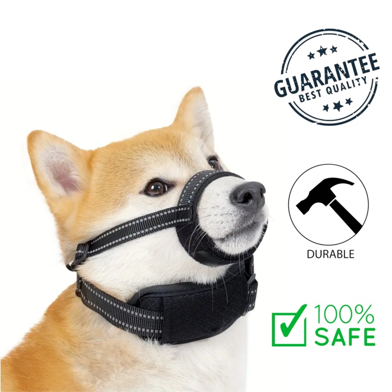 Ashario Pets - Reflective Safety Muzzle With Collar - Large