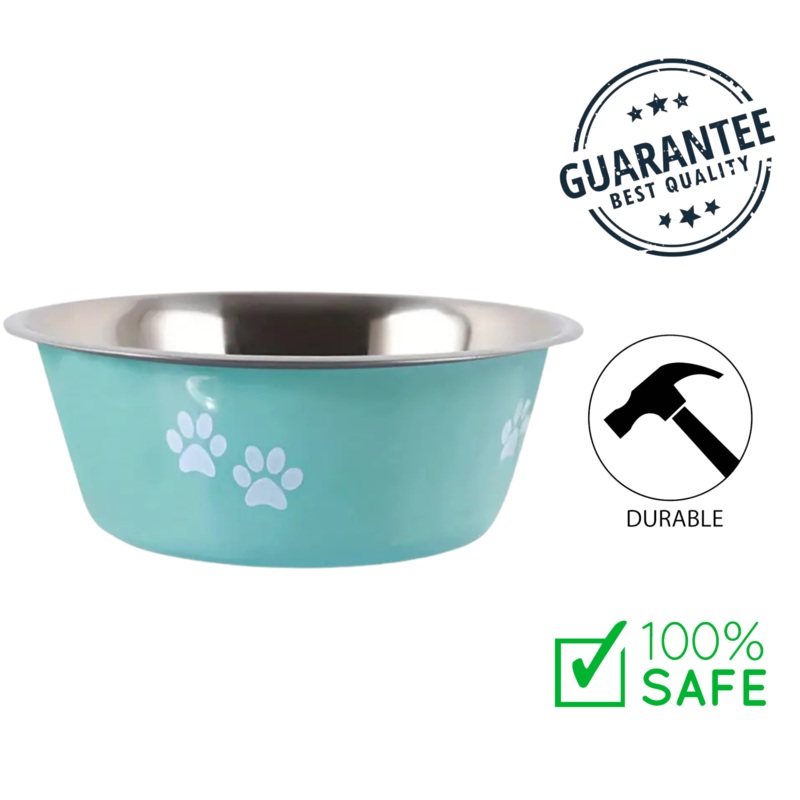 Ashario Pets - Stainless Steel Pet Bowl with Non-Slip Base Turquoise - Medium