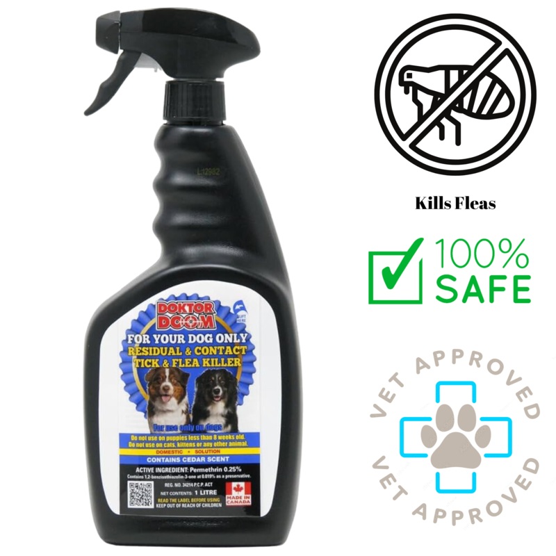 Doktor Doom - Dog Only Residual & Contact Flea Killer Spray - 1 Litre