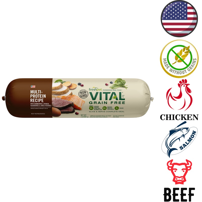 Fresh Pet - Vital Grain Free Chicken, Beef & Salmon With Vegetables Fresh Dog Food - 2 lb