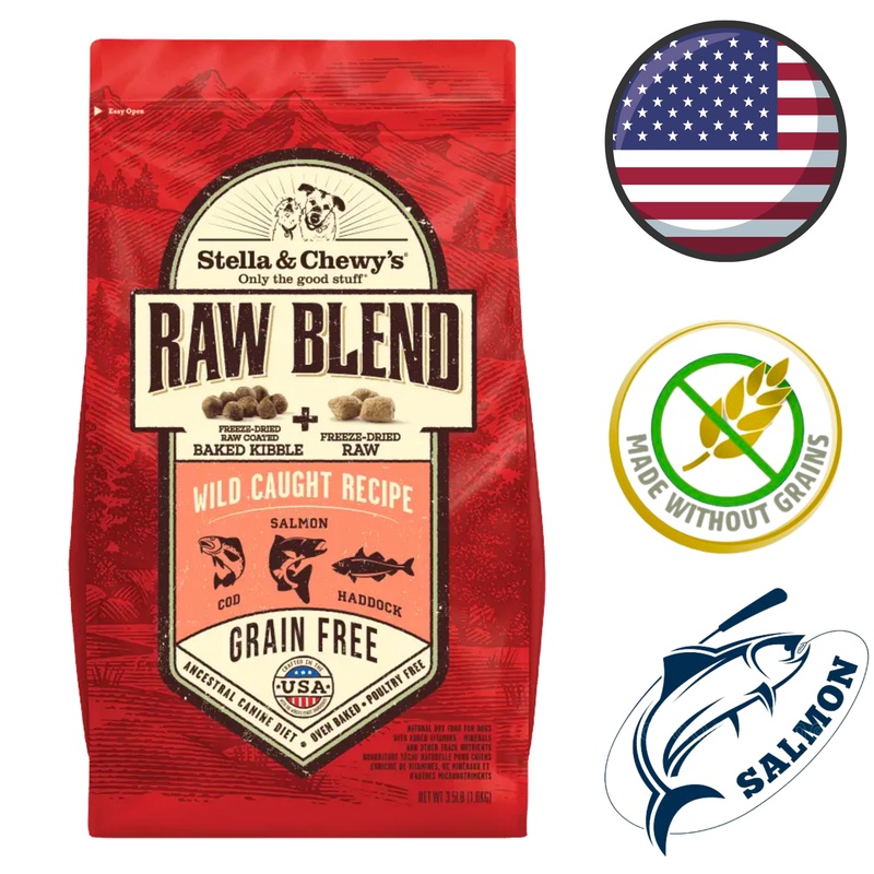 Stella & Chewy's - Grain Free Wild Caught Fish Raw Blend Kibble Dry Dog Food - 3.5 lb