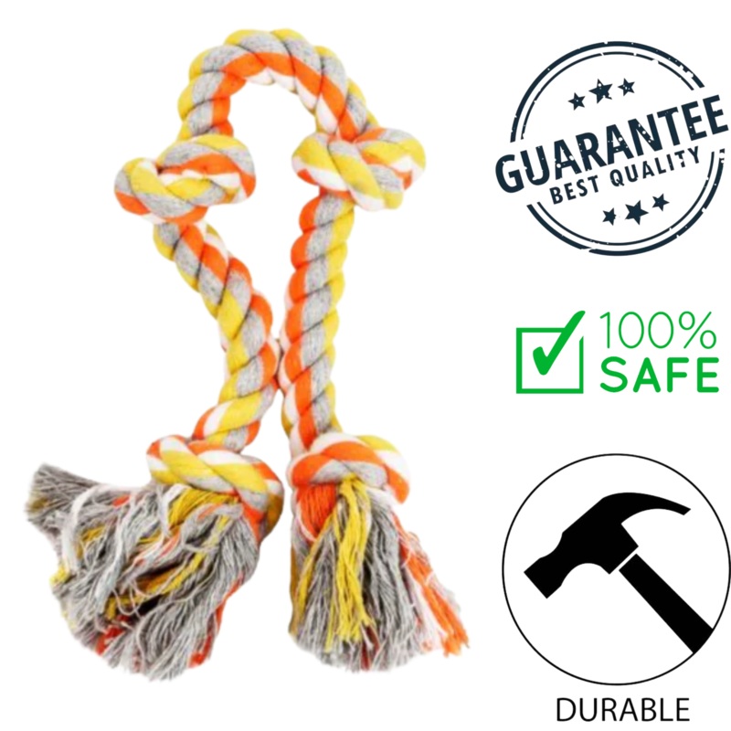BuD'z - Rope With 4 Knots Orange & Yellow - 15.5 In