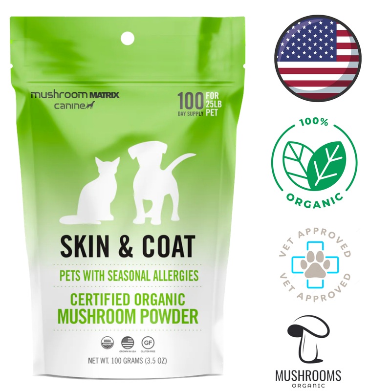 Canine Matrix - Skin & Coat Mushroom Powder Dog & Cat - 100 Grams