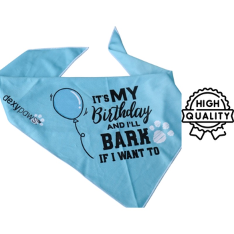Dexypaws - Birthday Bandana "It'S My Birthday I'Ll Bark If I Want To" - Blue