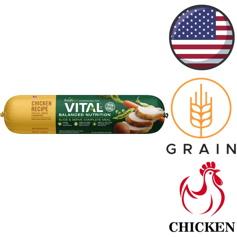 Fresh Pet - Vital Balanced Nutrition Chicken Fresh Dog Food - 1 lb, 2 lb