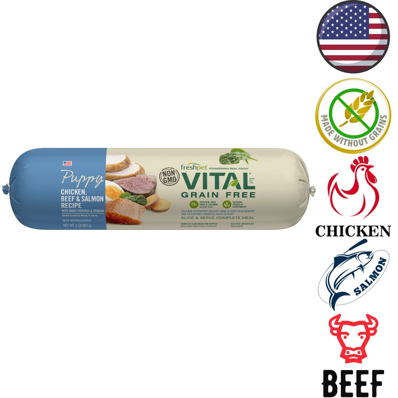 Fresh Pet - Vital Grain Free Chicken, Beef & Salmon Puppy Fresh Dog Food - 2 lb