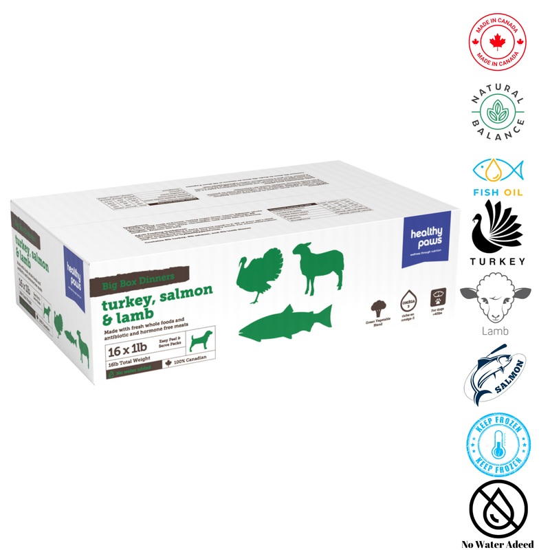 Healthy Paws - Big Box Dinner Variety - Turkey, Salmon, Lamb - 1 lb