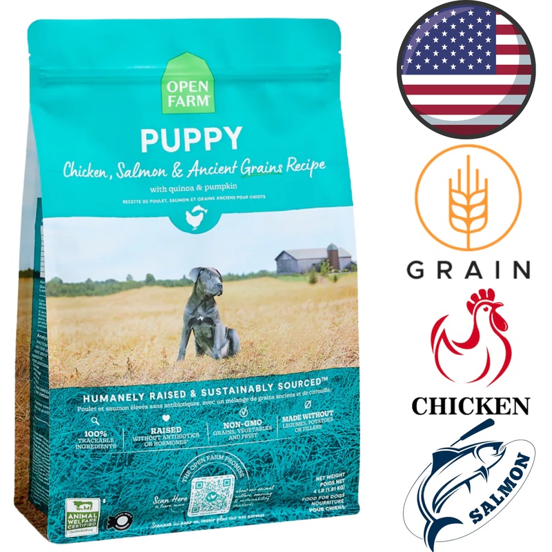 Open Farm - Chicken & Salmon Ancient Grains Puppy Dry Dog Food - 4 lb