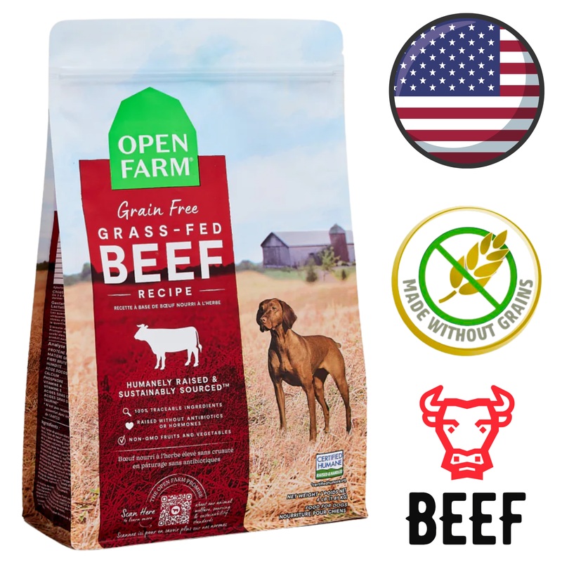 Open Farm - Grain Free Grass-Fed Beef Dry Dog Food - 4 lb, 22 lb