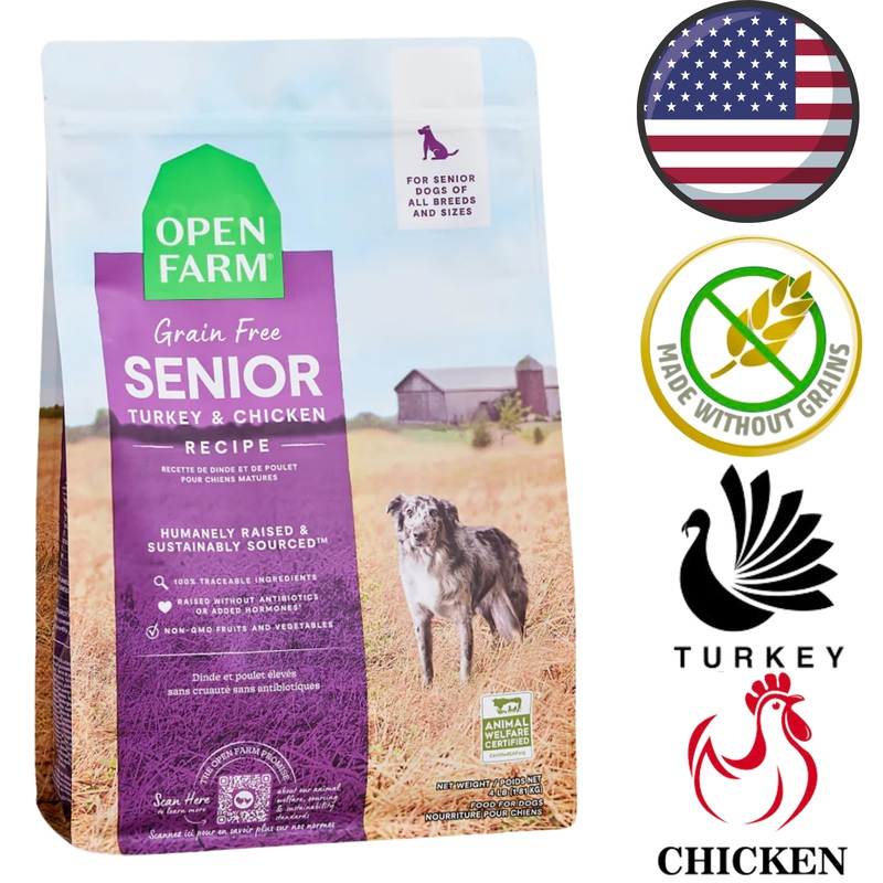 Open Farm - Grain Free Turkey & Chicken Senior Dry Dog Food - 4 lb