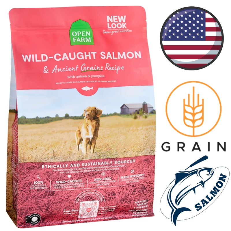 Open Farm - Wild Caught Salmon & Ancient Grains Dry Dog Food - 4 lb, 22 lb