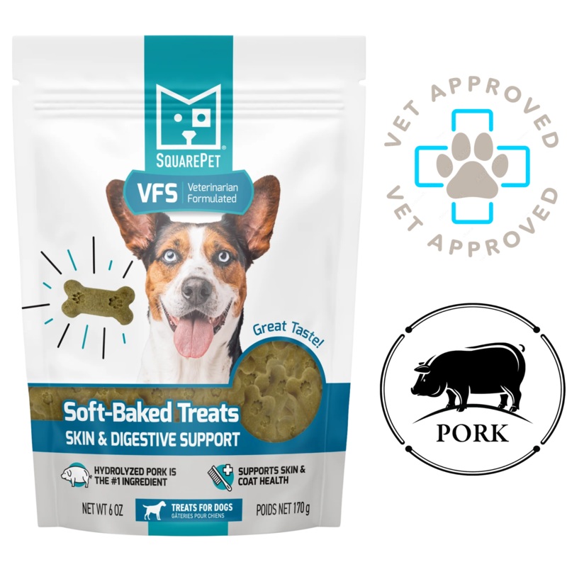 SquarePet - Skin & Digestive Support Soft Baked Dog Treats - 170 Grams