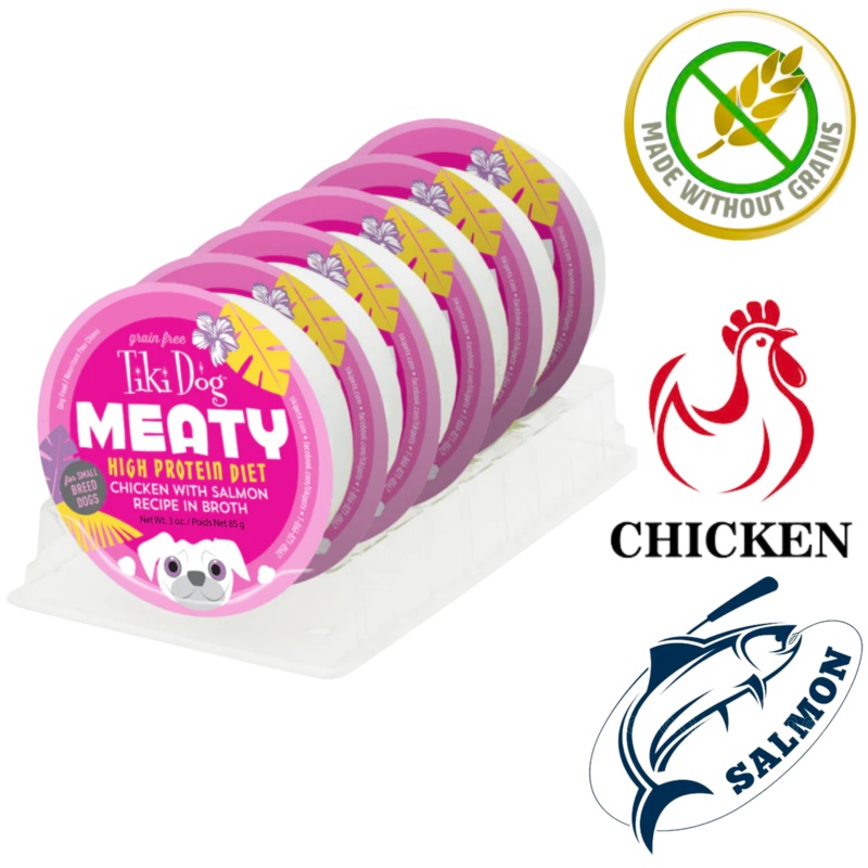 Tiki Dog - Grain Free Meaty Chicken & Salmon In Broth Wet Dog Food - 3 Oz