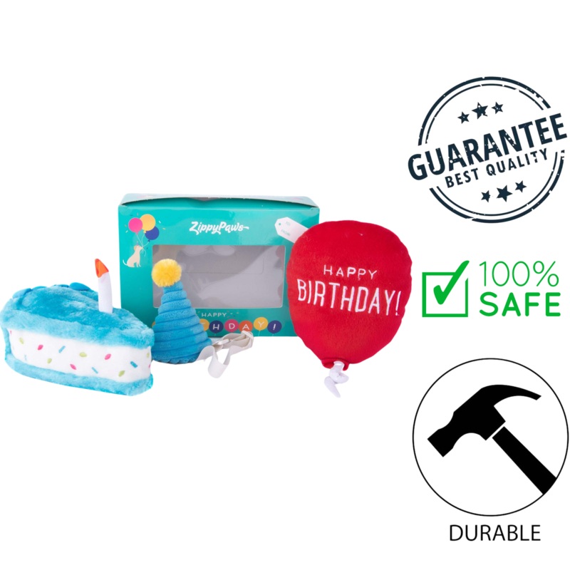 ZippyPaws - 3 Piece Pup Birthday Box Dog Toy