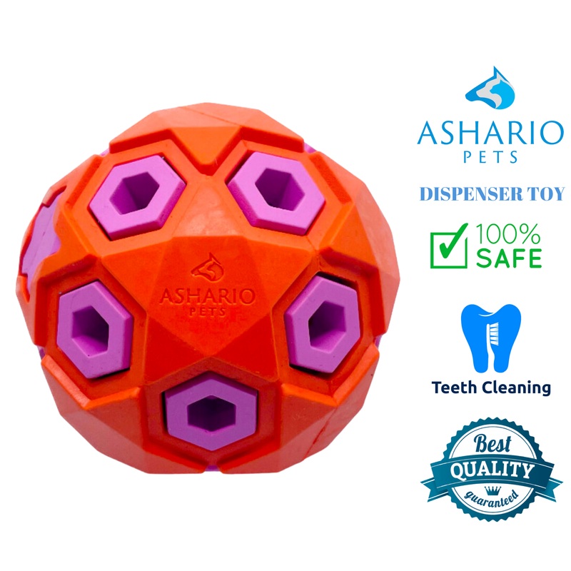Ashario Pets - Dispenser Toy -  Rubber Strong Dog Ball Toy