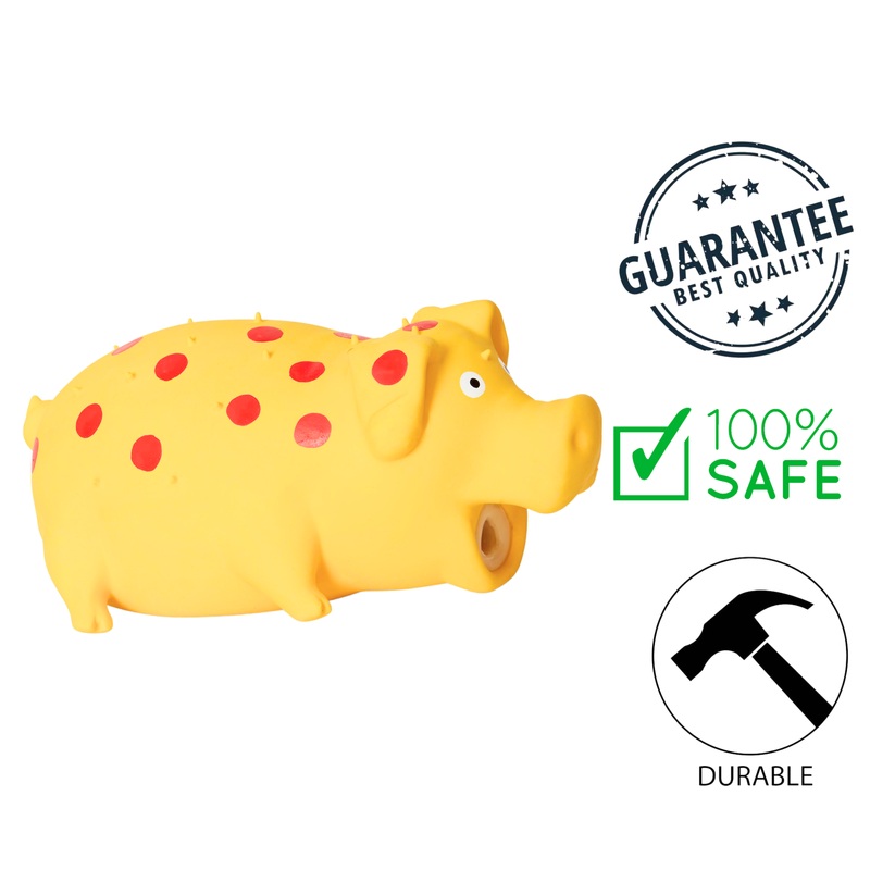 BuD'z - Yellow Latex Spotted Pig Squeaker Dog