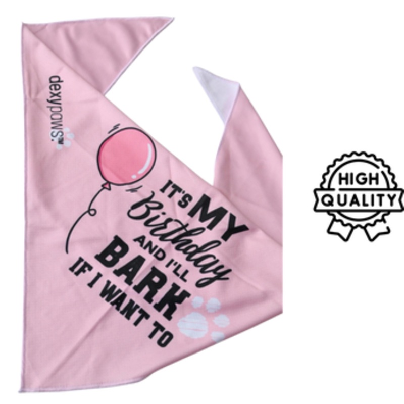 Dexypaws - Birthday Bandana "It'S My Birthday I'Ll Bark If I Want To" - Pink