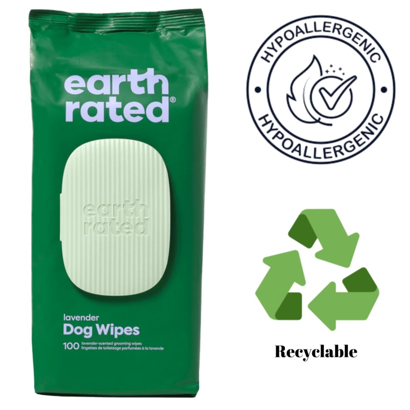 Earth Rated - Lavender Scented Compostable Pet Wipes - 100 Pack