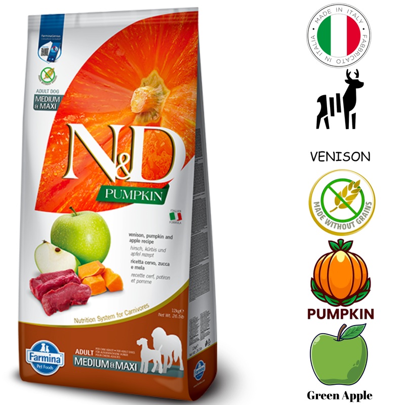 Farmina - Venison & Apple Medium & Maxi Dry Dog Food - 26.4 lb