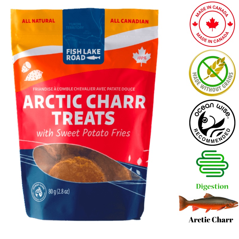 Fish Lake Road - Arctic Charr with Sweet Potato Fries Fish 'N Chips Dog Treats - 80 Grams