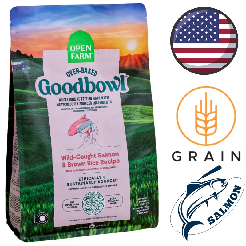 Open Farm - Goodbowl Wild Caught Salmon & Brown Rice Dry Dog Food - 3.5 lb,22lb