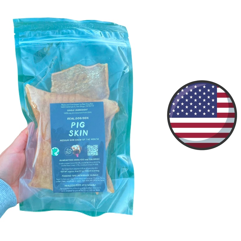 Real Dog Box - Pig Skin Dog Treats - 3 oz