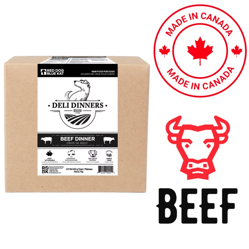 Red Dog Blue Kat - Deli Beef Dinner Raw Dog Food - 6 lb