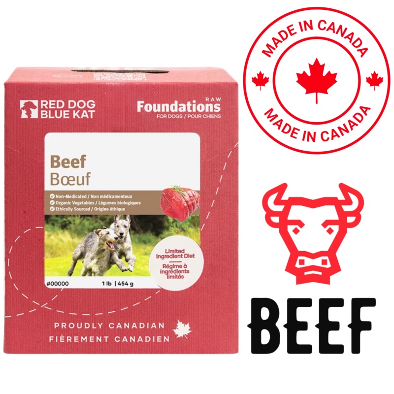 Red Dog Blue Kat - Foundations Beef Raw Dog Food - 1 lb