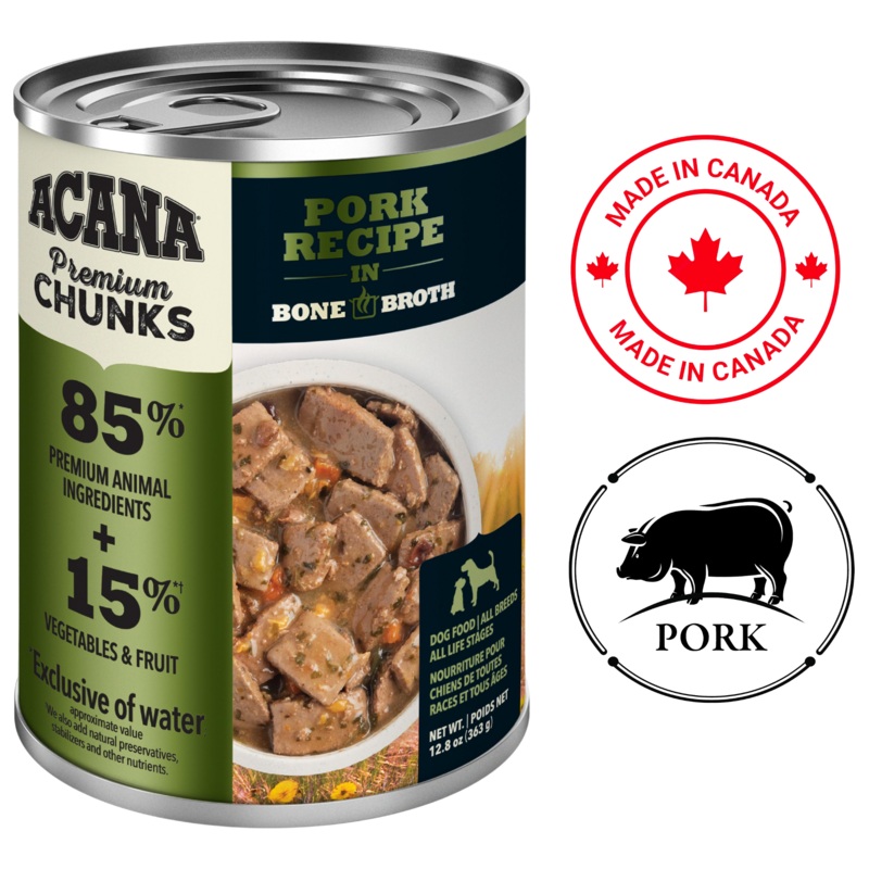Acana - Pork in Bone Broth Canned Dog Food - 12.8 Oz