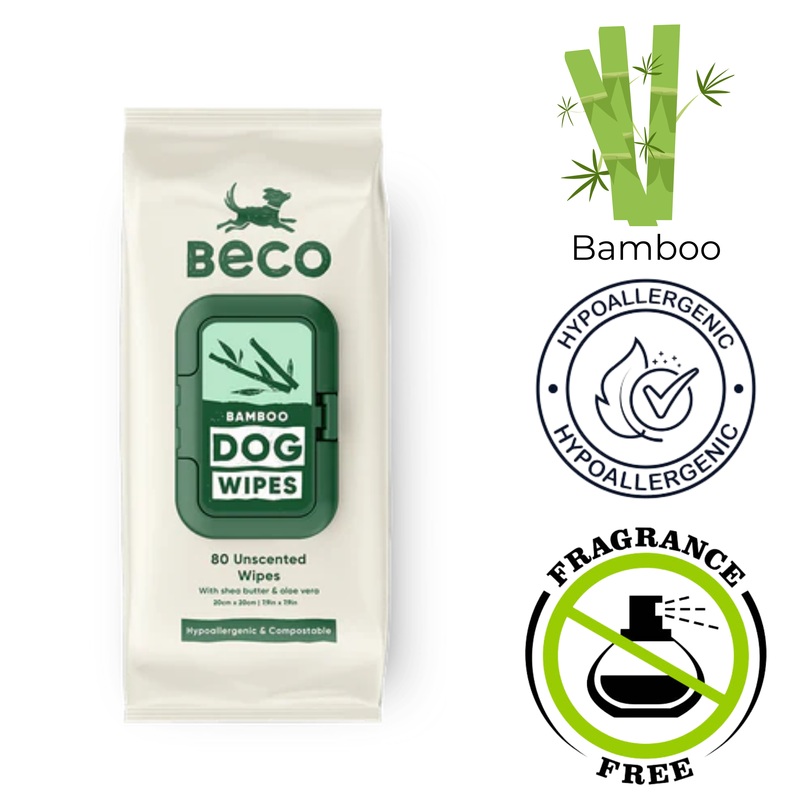 Beco - Bamboo Unscented Dog Wipes - 80 Pack