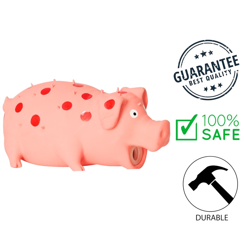BuD'z - Pink Latex Spotted Pig Squeaker Dog
