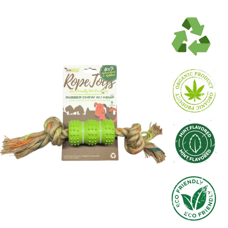 Define Planet - Rubber Bone With Hemp Dog Toy
