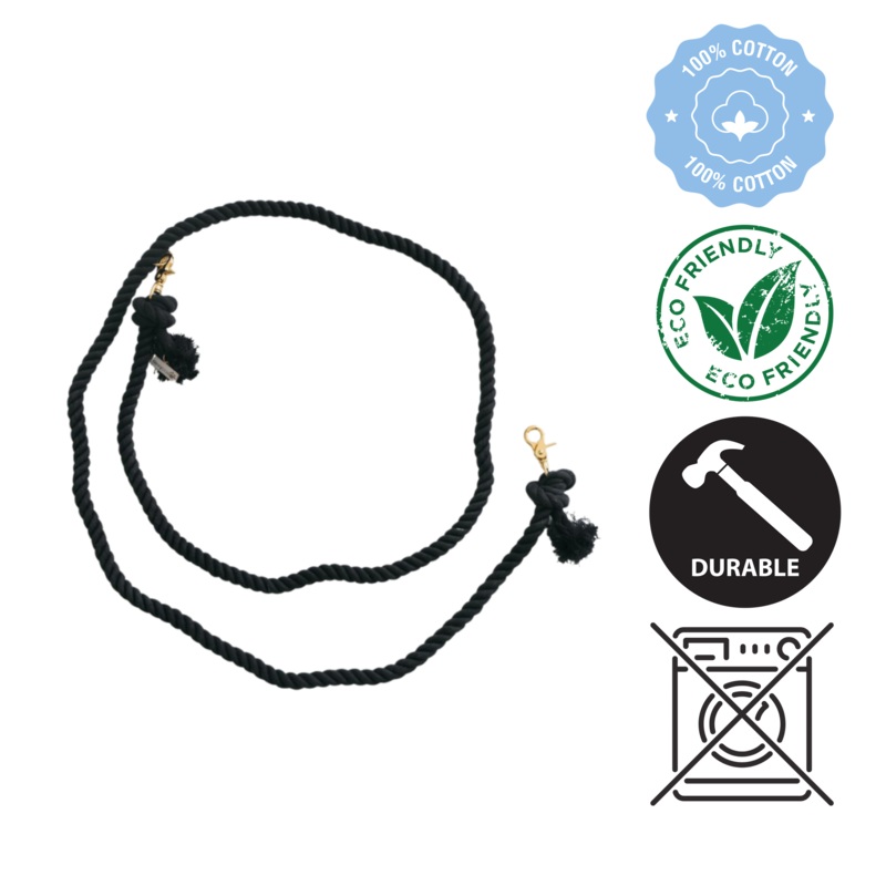 Dexypaws - Hands Free Cotton Rope Dog Leash Black