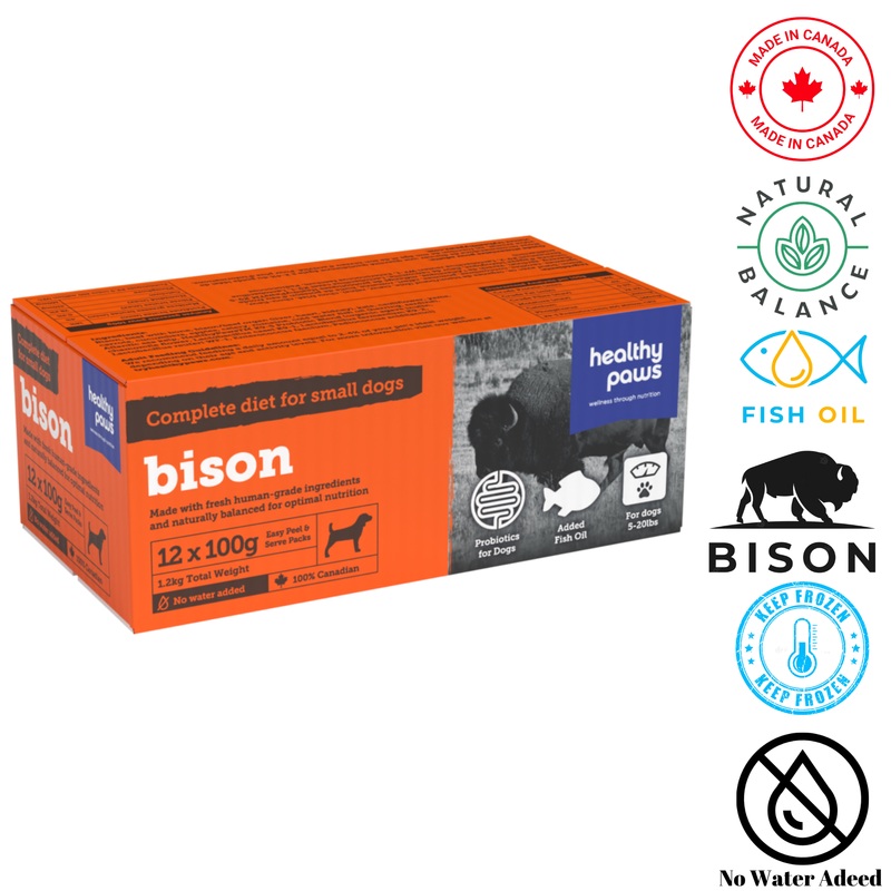 Healthy Paws - Small Canine Complete Dinner Bison - 100 Grams