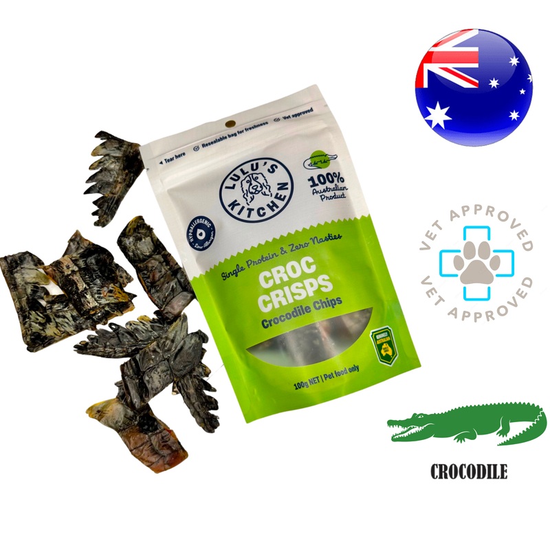 Rover Pet Products - Croc Crisps Crocodile Chips Dog Treats - 100 Grams