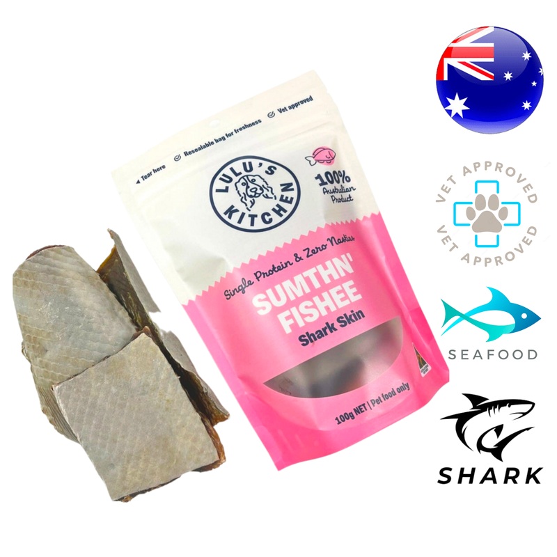 Rover Pet Products - Sumthn' Fishee Shark Skin Dog Treats -  100 Grams