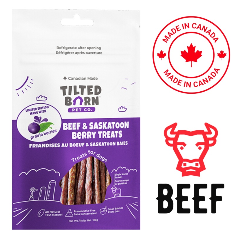 Tilted Barn - Canadian Beef & Saskatoon Berry Dog Treats - 100 Grams