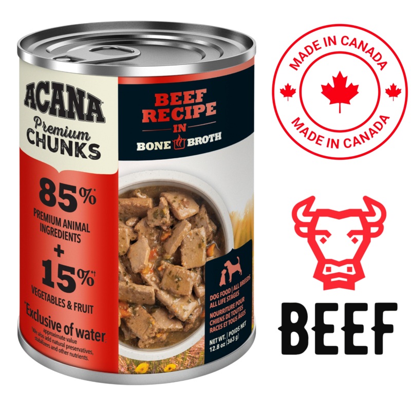Acana - Beef In Bone Broth Canned Dog Food - 12.8 Oz