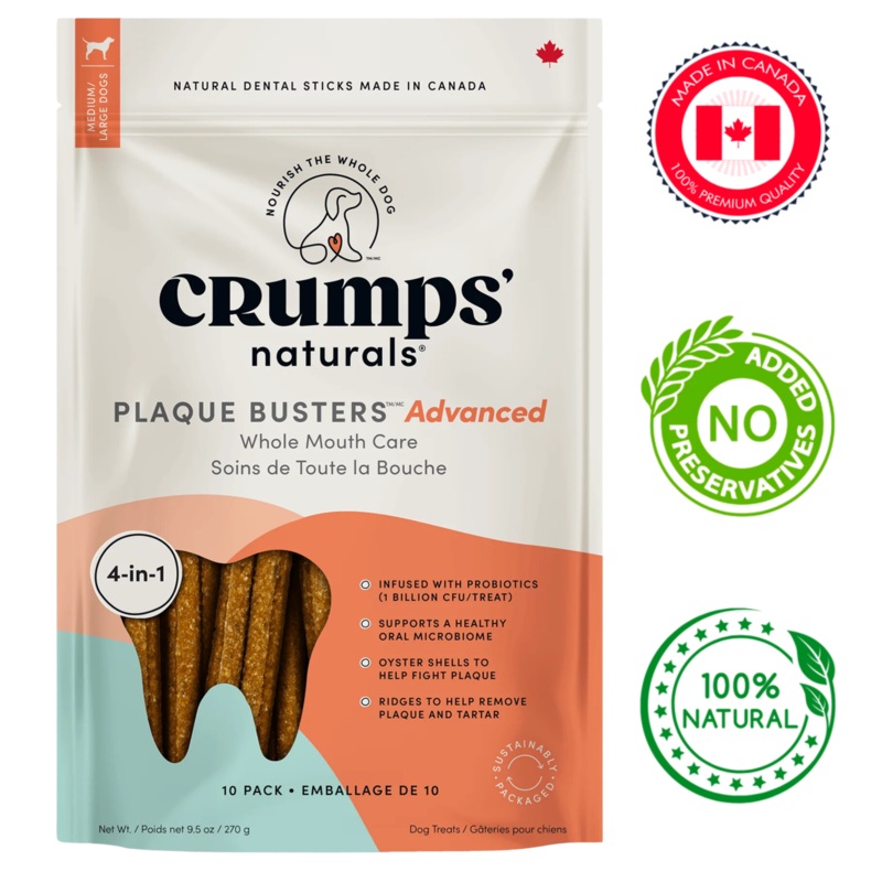 Crumps' Natural - Plaque Busters Advanced Whole Mouth Care Dental Sticks With Probiotics Treats - 270 Grams