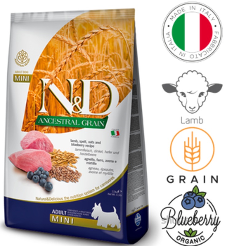 Farmina - Ancestral Grain Lamb & Blueberry Adult Mini Dry Dog Food - 5.5 lb, 15.4 lb