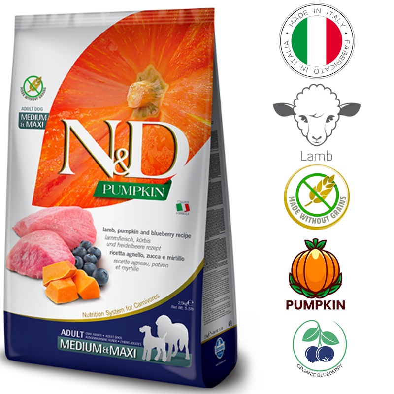 Farmina - Lamb & Blueberry Medium & Maxi Dry Dog Food - 5.5 lb, 26.4 lb