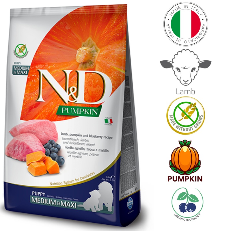 Farmina - Lamb & Blueberry Medium & Maxi Puppy Dry Food - 5.5 lb, 26.4 lb