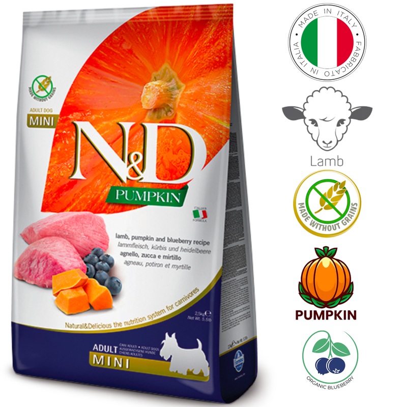 Farmina - Pumpkin Lamb & Blueberry Adult Mini Dry Dog Food - 5.5 lb, 15.4 lb