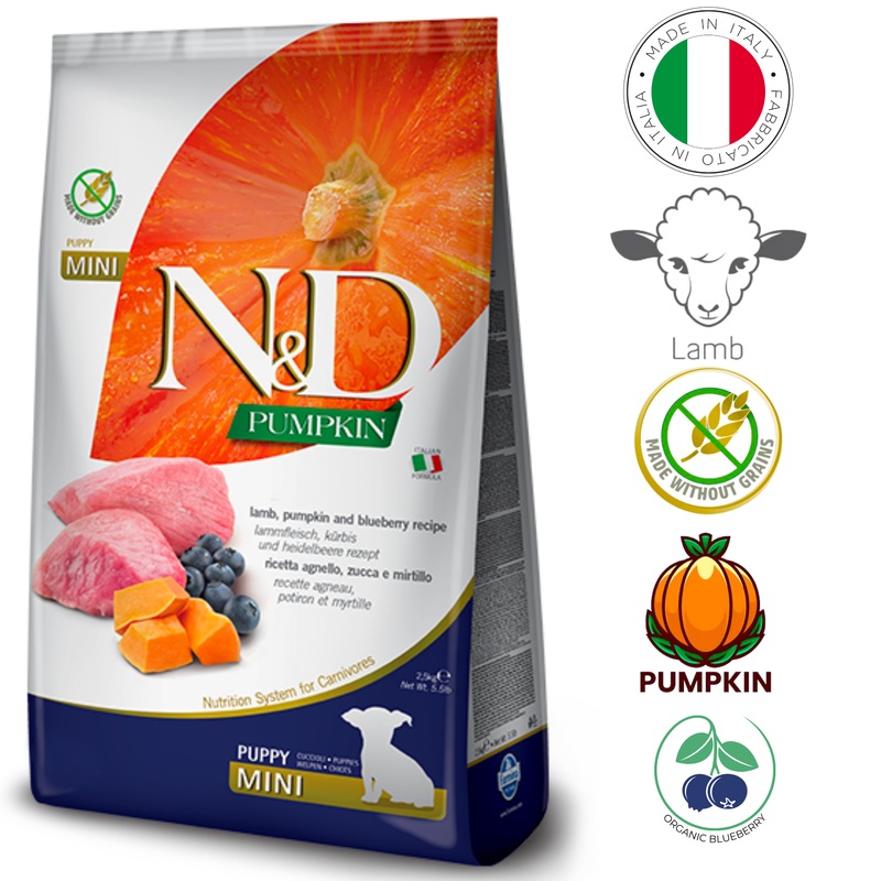 Farmina - Pumpkin Lamb & Blueberry Dry Dog Food Mini Puppy - 5.5 lb, 15.4 lb