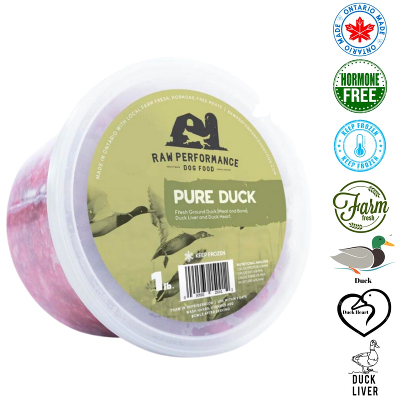 Raw Performance - Pure Duck Raw Dog Food - 1 lb, 2 lb